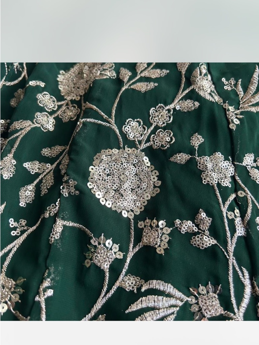 The Saree Room Emerald Green Blouse (s/xs) and Sequined Lehenga (xs) - Picture 9 of 9